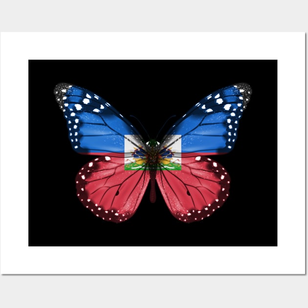 Haitian Flag  Butterfly - Gift for Haitian From Haiti Wall Art by Country Flags